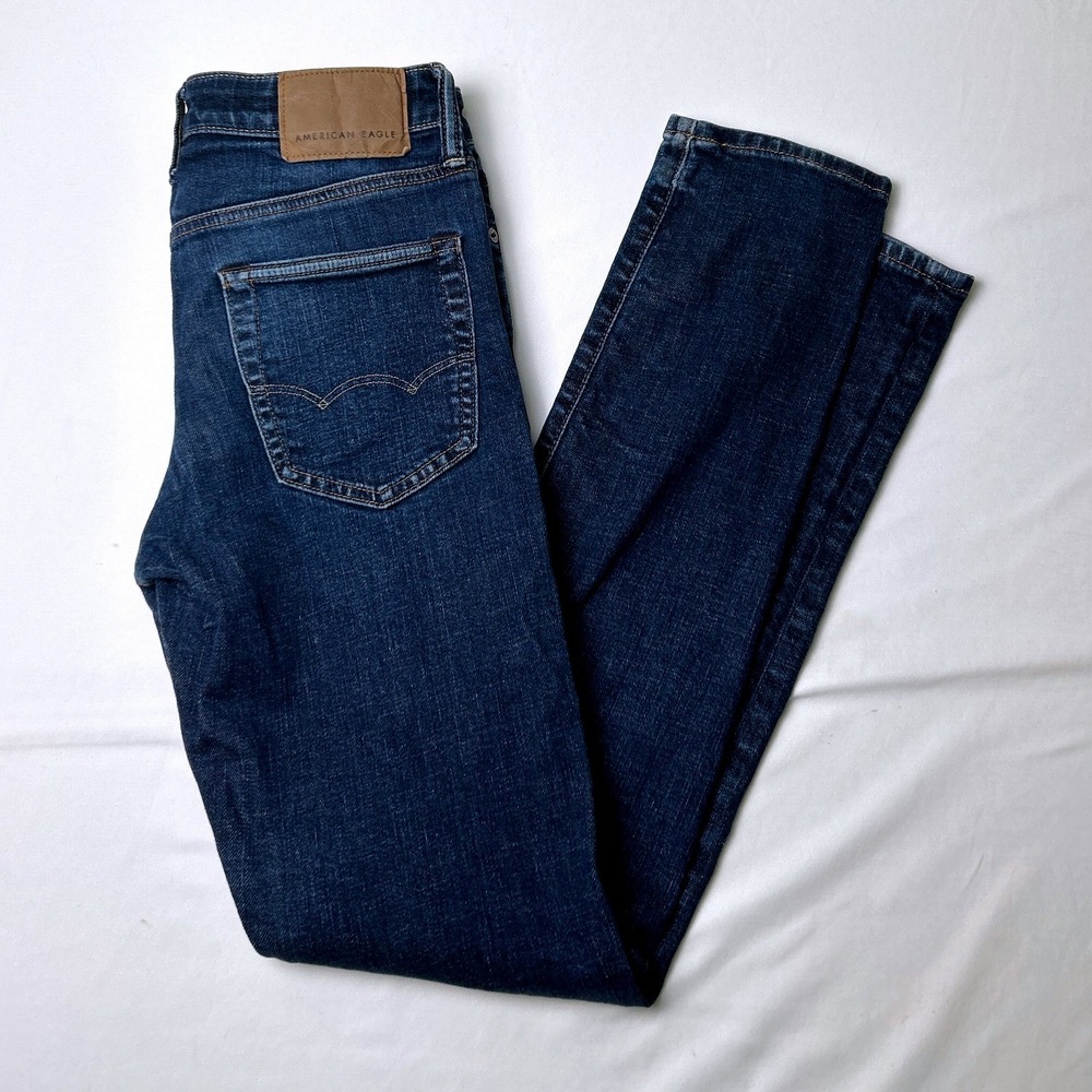 American Eagle Mens Next Level Airflex Slim Fit Jeans Size 28x31 Dark Wash Blue